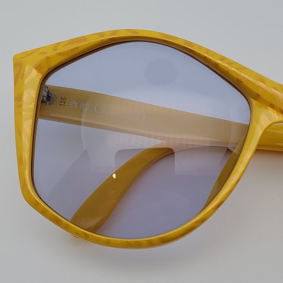 Christian Dior 2224 40 Yellow Tiger Stripe Rhinestone Frame Blue Lens Sunglasses main image 6